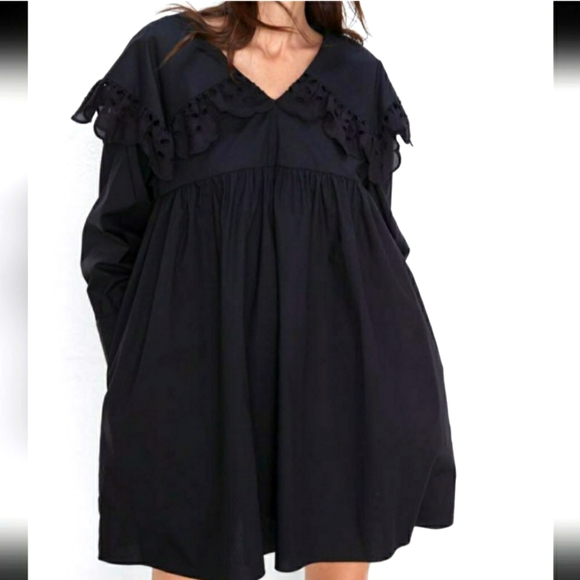 Zara Long sleeve Poplin Mini Dress Black - Picture 13 of 13